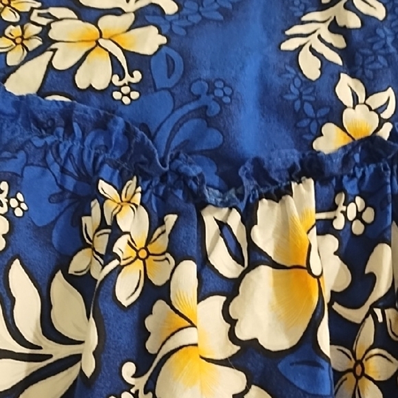 Hawaiian Tropical Floral Tiered Off-or on Shoulder Beachy Sundress Pocket - Picture 6 of 10